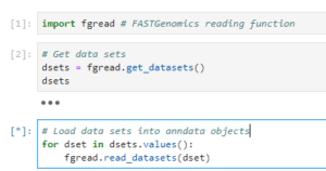 code showing how to read datasets using Python